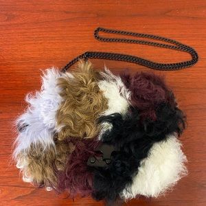 RARE Loeffler Randall shearling crossbody bag or clutch